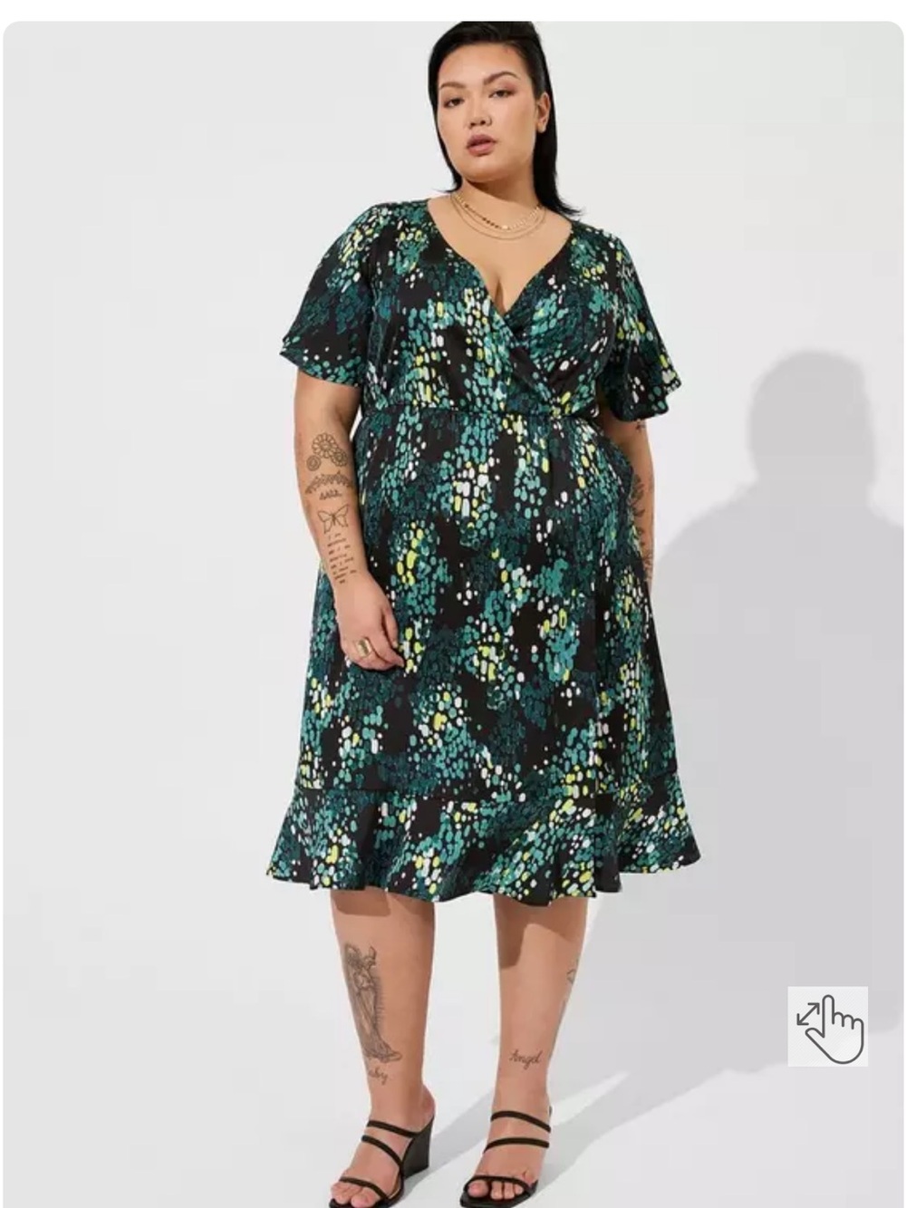 Torrid Midi Bubble Charm Flutter Sleeve Wrap Dress